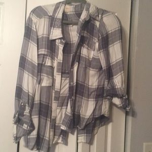 Glamorous Blue/Gray button up with pearls